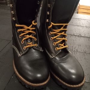 J. Crew Woman's 7 1/2 Black Lace Up Boot. Semelle Elastomere Sole. Made in Italy